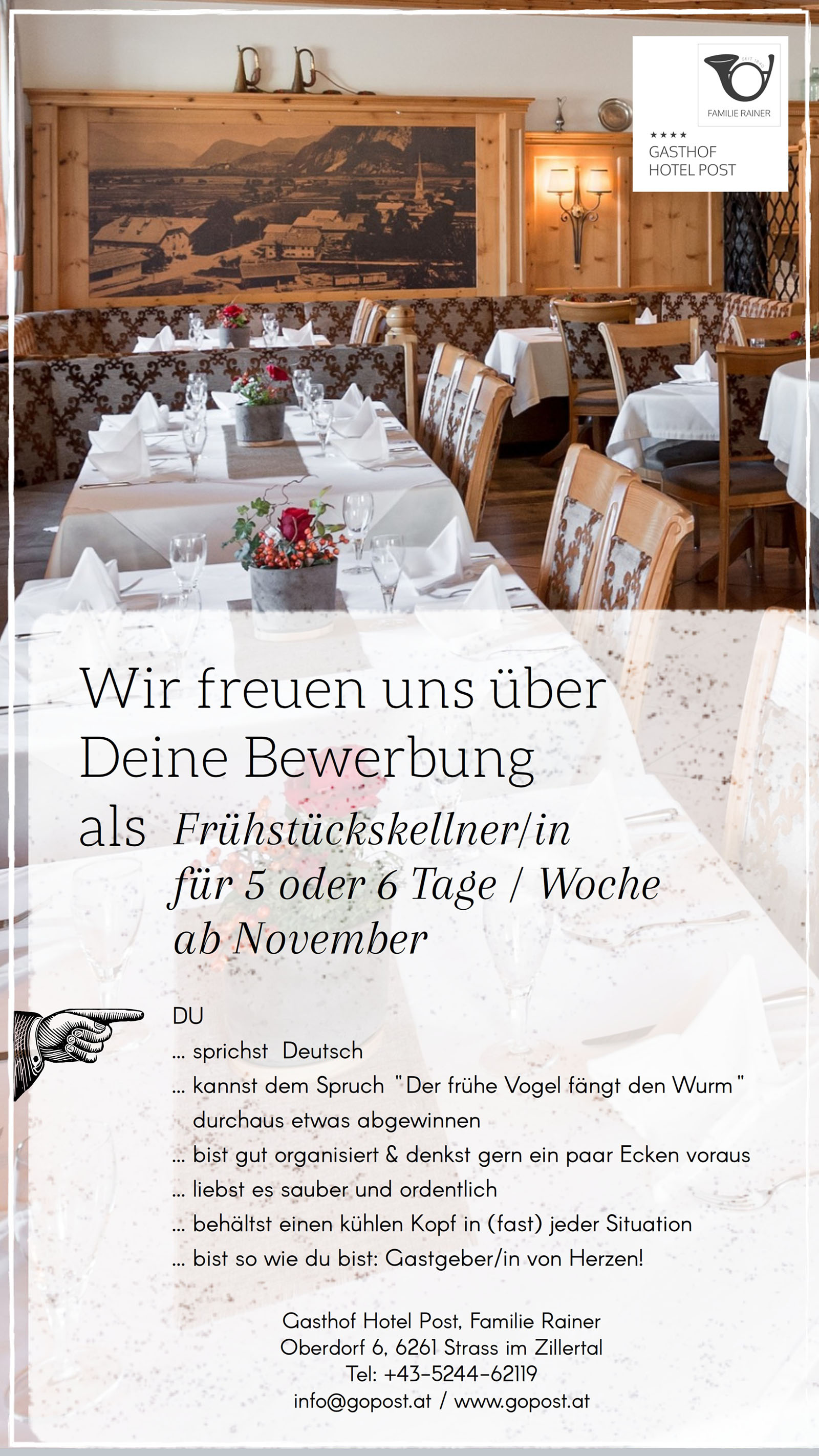 Frühstüeckskellnerin Gasthof Hotel Post