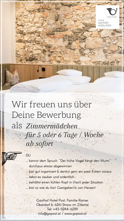 Gasthof Hotel Post Freie Stelle Zimmermädchen
